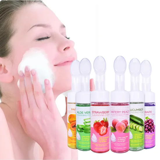 New Natural Organic Gentle Herbal Fruit Amino Acid Face Wash Brush Facial Cleanser Foam Mousse Facial Cleanser 